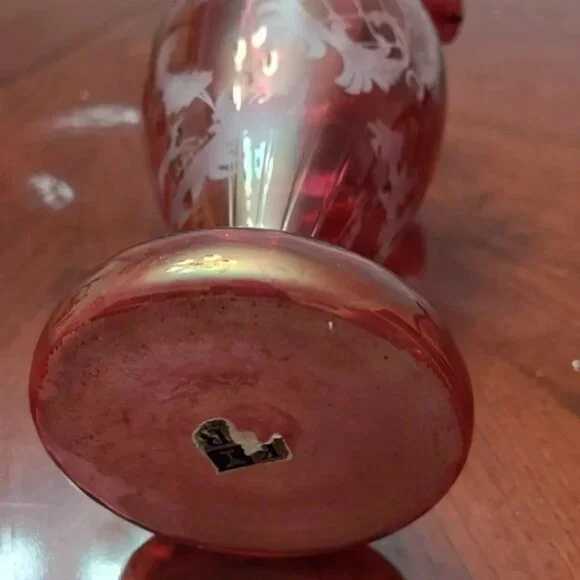 Vintage Cranberry Ruby Flash Cut Glass Vase - Picture 4 of 9